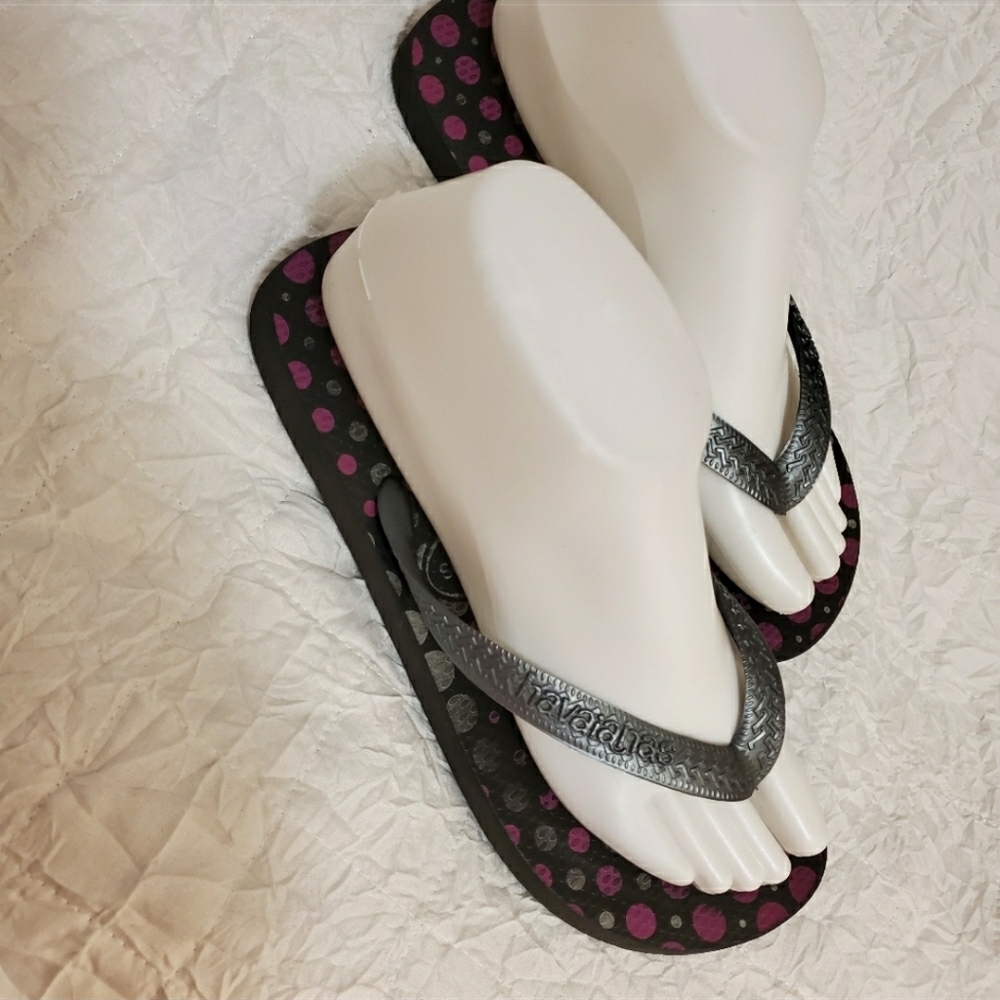 Havaianas Polka Dot Purple/Gray Flip Flops - Picture 4 of 8